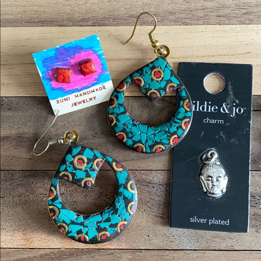 Made in Turkey Earrings (2pair) + Buddha charm
